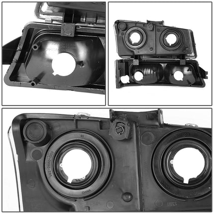 DNA MOTORING Pair Headlight Assembly Compatible with 2003-2006 Chevy Silverado 1500 2500 3500 1500 HD 2500 HD Avalanche 1500 2500, w/o Factory Cladding, Smoked/Clear, HL-OH-CS03-4P-SM-CL1