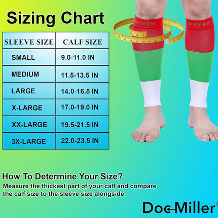 Manchons de compression Doc Miller pour hommes et femmes, chaussettes de compression sans pied pour coureurs, 15-20mmHg gradué, attelles tibiales, varices, soulagement de la douleur et de l'enflure (1 paire)