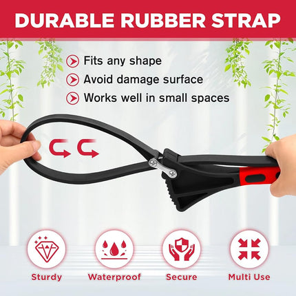 Rubber Strap Adjustable Wrench Set - 2-Piece Oil Filter Pipe Jar Opener 4"-6-3/8" Strong Grip Plumbers Universal Spanner Drain Sewer Cap Sink Pliers Nut Shower Head Valve Removal