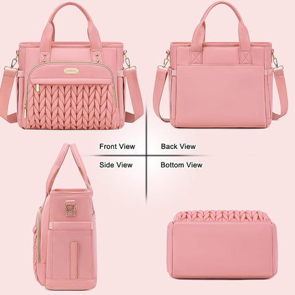 Weitars Insulated Lunch Bag for Women,Leak Proof Lunch Box for Work,Extra Large Lunch Tote Bag with Removable Shoulder Strap with Side Pockets,Reusable Lunch Bag for Picnic Hiking (Pink-02)