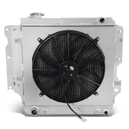 DNA Motoring RA+FS-JEEP87-3 3-Row Radiator with Fa