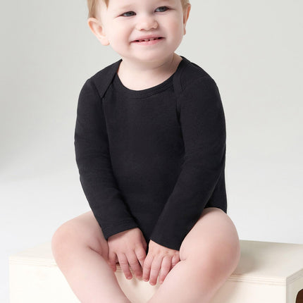 Gerber Unisex Baby Long Sleeve Solid Onesies Multi-pack Interlock 180 Gsm, Black, 12 Months
