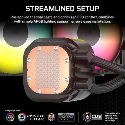 Corsair NAUTILUS 360 RS ARGB Liquid CPU Cooler – 360mm AIO – Low-Noise – Direct Motherboard Connection – Daisy-Chain – Intel LGA 1851/1700, AMD AM5/AM4 – 3x RS120 ARGB Fans Included – Black