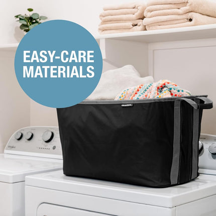 CleverMade Collapsible Laundry Basket Hamper - Black 2-Pack 60L - Space Saving Storage Organizer with Handles Foldable Home Organization