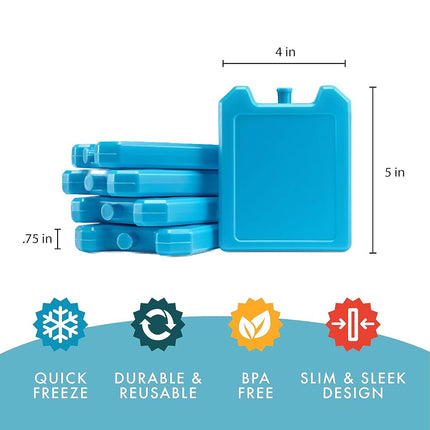 Fit & Fresh Cool Coolers, 5 Pack Days of The Week Ice Blocks, Compact Reusable Ice Packs for Lunch Boxes & Coolers, Multi Colored