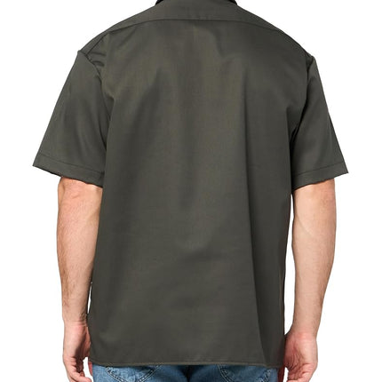 Dickies Mens Short-Sleeve Work Shirt, XLT, Olive Green