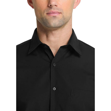 Van Heusen Men's Dress Shirt Fitted Poplin Solid, Black, 18" Neck 36"-37" Sleeve