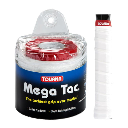 Tourna Mega Tac Extra Tacky Overgrip, White (30-Pack) (MT-30-XLW)