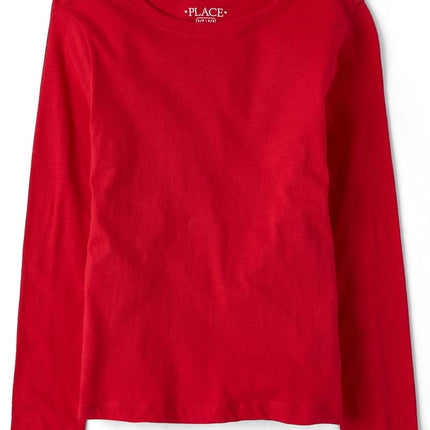 The Children's Place Girls' Basic Short Sleeve Layering Tee, Ruby 2-Pack, Medium
