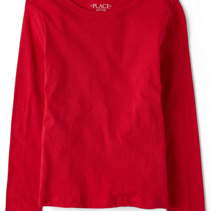The Children's Place Girls' Basic Short Sleeve Layering Tee, Ruby 2-Pack, Medium