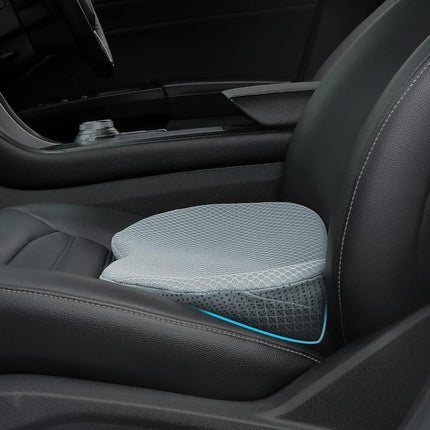 Cojín para asiento de coche Livtribe - Almohadilla de asiento de coche de espuma viscoelástica - Alivio de la ciática y el dolor lumbar - Cojines de asiento de coche para conducir - Esenciales para viajes por carretera para conductores (gris)