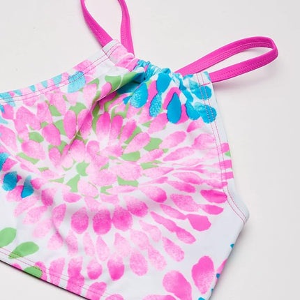 Kanu Surf Girls' Big Daisy Halter Tankini Beach Sport 2-Piece Swimsuit, neon Pink, 8