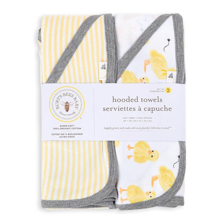 Burt's Bees Baby - Toallas con Capucha, Tejido de Rizo Absorbente, Una Sola Capa Supersuave, 100% Algodón Orgánico (Patitos, Paquete de 2)