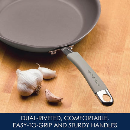 Rachael Ray - 16802 Juego de ollas y sartenes antiadherentes Rachael Ray Cucina, 12 piezas, Gris Sal Marina