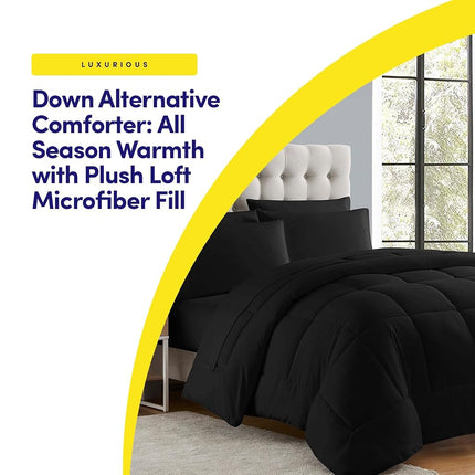 My Sweet Home Luxurious Plush Loft Microfiber Fill Duvet Insert Bedding, Black, Queen