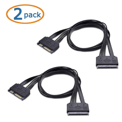 Cable Matters (paquete de 2) Cable de extensión de alimentación y datos SATA de 22 pines (7+15) - 50 cm