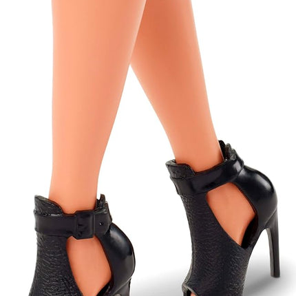Barbie Mattel Basics Model 05 Collector Doll with Brunette Hair, Black Mini Dress & Heels, Universal-fit Fashions, Posable Curvy Body & Swappable Doll Head, JBH73