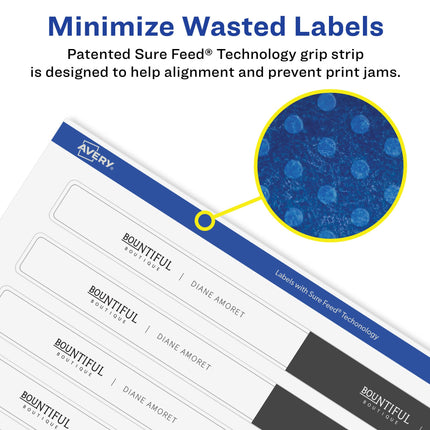 Avery Matte White Removable Rectangle Labels with Sure Feed Technology, Print-to-The-Edge, 5/8" x 7-1/2", 1,200 Removable Labels, Laser/Inkjet Printable Labels