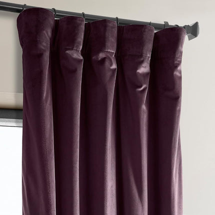 HPD Half Price Drapes Heritage Plush Velvet Curtains 84 Inches Long Room Darkening Curtains for Bedroom & Living Room 50W x 84L, (1 Panel), Winter Plum