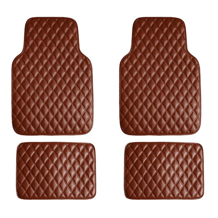 FH Group Luxury Universal Fit all season protection Heavy Duty Faux Leather Beige Automotive Floor Mats fits most Cars, SUVs, and Trucks (Diamond Design with High Tech 3-D Anti-skid/Slip Backing)
