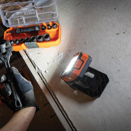Klein Tools 56416 MODbox Rechargeable 1000-Lumen LED Area Work Light with Magnets, 3 Brightness Levels, 360-Degree Rotation, and Kickstand