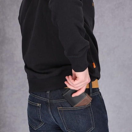 Portefeuille Timberland pour homme en cuir, à trois volets avec fenêtre d'identité, noir/marron (Hunter), taille unique UK