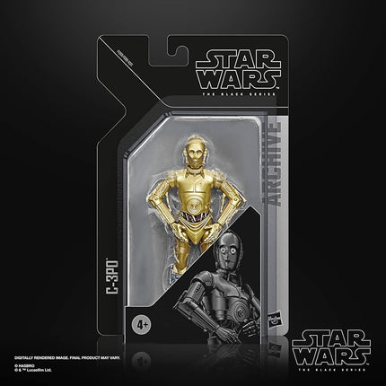 Star Wars Hasbro The Black Series Archive C-3PO Toy 6-Inch-Scale A New Hope Action Figure, Toys Kids Ages 4 and Up Multicolor, One Size, F4369