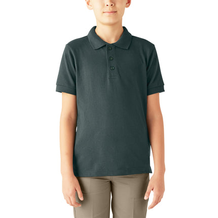 Dickies Boys' Short Sleeve Pique Polo, Hunter Gree