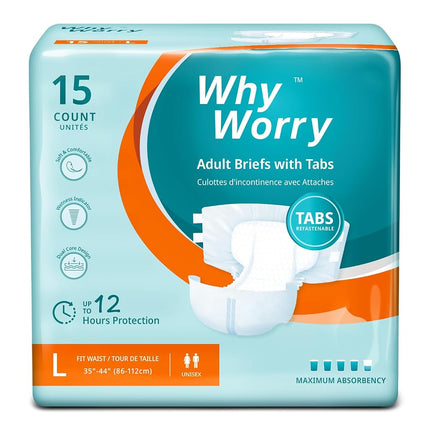 WhyWorry Adult Diapers for Women and Men, Large, 6