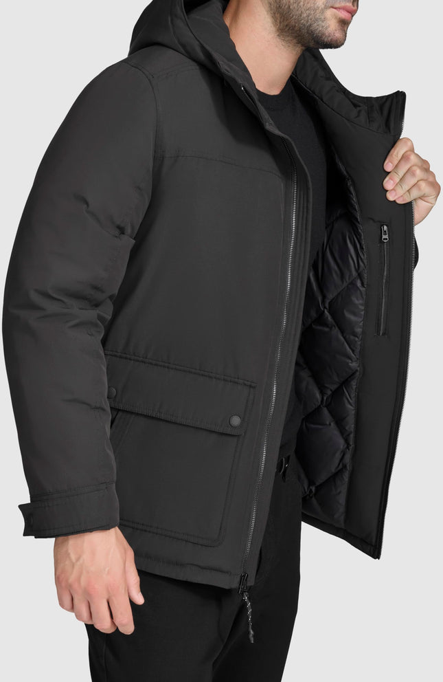 Cole Haan Men's Warm Durable Cold Weather Coat, Black, L