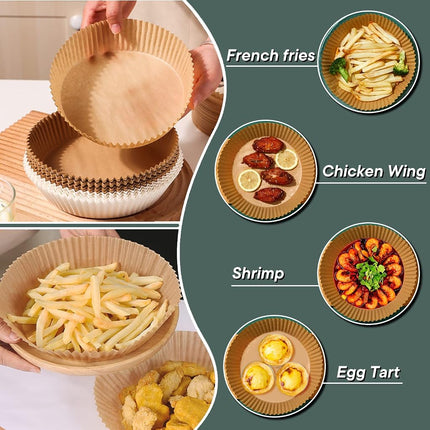 Revestimientos Desechables para Freidora de Aire 100 Piezas-16 cm, un Imprescindible de Tiktok para la Cocina, Hojas de Papel Pergamino para Hornear Antiadherentes sin Blanquear