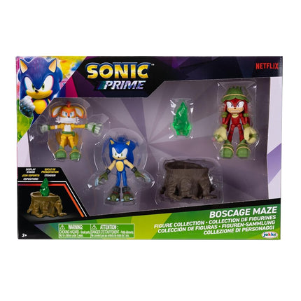 Sonic Prime 2.5-inch Action Figures Bos Cage Maze Themed 5 Pieces: Sonic, Gnarly Knuckles, Mangey Tails, Tree Stump and Green Shard. Ages 3+ (Officially Licensed by Sega and Netflix)