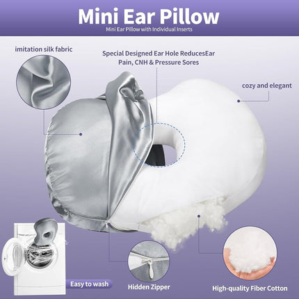 Nockovi Ear Piercing Pillow for Side Sleepers with Orthopedic Support, Ear Hole Pain Relief Removable Cover 12x19 Inch for Pierced Ears
