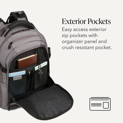 SWISSGEAR Travel Tech Elite USB ScanSmart Laptop Backpack Fits up to 16-Inch Laptop with TSA Lay-Flat for School & Trips, Grey Ballistic, 18-Inch