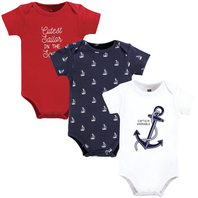 Hudson Baby Unisex Baby Cotton Bodysuits, Nautical