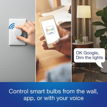 Lutron Aurora Smart Bulb Dimmer Switch | for Philips Hue Smart Bulbs | Z3-1BRL-WH-L0 | White