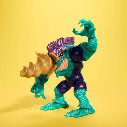 Mattel Street Sharks Slash Action Figure Toy, 90s TV Half-Man Villain, 6-Inch Articulated Nostalgia Toy with Real-Like Skin, Bite & Drill Action