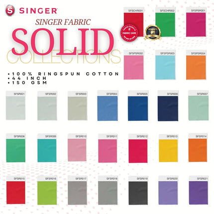 Singer Fabric, 100% Cotton, Iceland Poppy Solid, Cut by The Yard