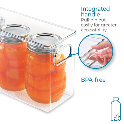 iDesign Cabinet/Kitchen Binz Kitchen Storage Container, Medium Plastic Storage Boxes for the Fridge, Freezer or Pantry, Clear, 25.4 x 10.2 x 15.2 cm, Large, Klar