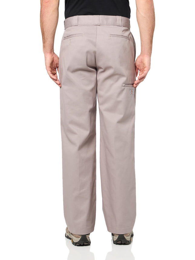 Dickies Men's Loose Fit Double Knee Work Pants – Durable Twill Utility Trousers for Construction, Warehouse, Industrial Use, Silver, 40W x 30L