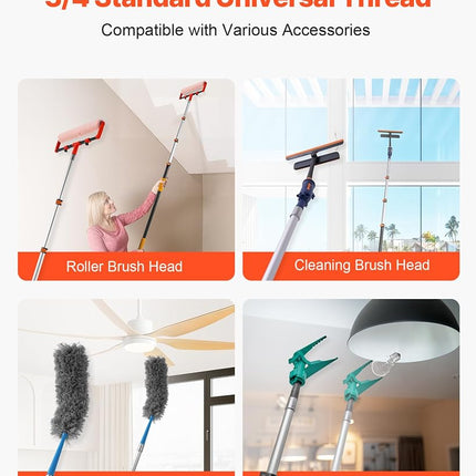 VEVOR Telescopic Extension Pole, 4-12 FT Multi-Purpose Extendable Pole, Sturdy Aluminum Alloy Paint Pole Extension with Flip-Lock Design, High Reach Roller Stick for Painting, Dusting and Cleaning