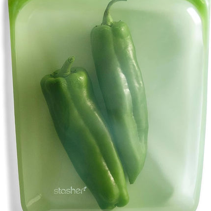 Stasher Platinum Silicone Food Grade Reusable Storage Bag, Green (1.8 Liters) | Reduce Single-Use Plastic | Cook, Store, Sous Vide, or Freeze | Leakproof, Dishwasher-Safe, Eco-friendly | 1.8L