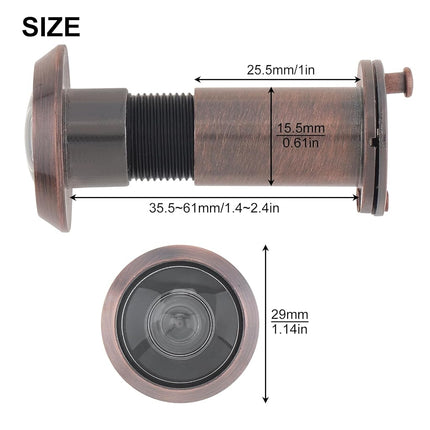 HOJLKLD Door Viewer Peephole, 2 Pack 200 Degree Sold Brass Peep Hole with 5/8" (16 mm) Drill Bit for 1-1/2" to 2-3/8" Doors, 2 Pack Security Front Door Viewer with Privacy Cover (Antique Copper)