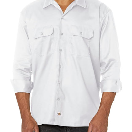 Dickies Men's Long-Sleeve Work Shirt, Military Green Single Dye Heather, 3X-Large Tall