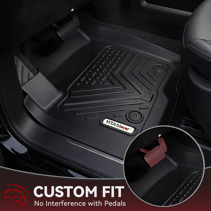 YITAMOTOR Floor Mats Compatible for 2019-2023 Chevrolet Silverado 1500/GMC Sierra 1500 & 2020-2023 Chevy Silverado/GMC Sierra 2500HD/3500HD Crew Cab with Rear Underseat Storage Box, Front Bucket Seat