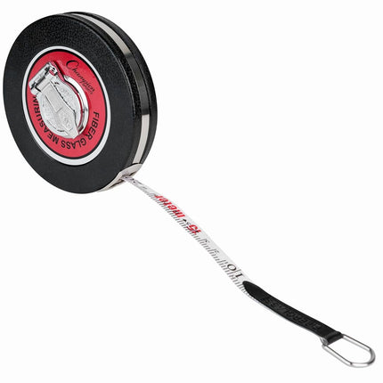 Champion Sports 50 ft/15 m Dual-Sided Measuring Tape Reel with Feet and Meters - Sturdy, Durable, Easy to Use for Track and Field, Landscaping