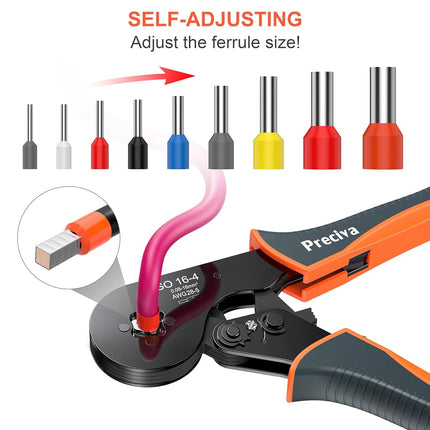 Preciva Ferrule Crimping Tool Kit, Square Crimping Tools, Ratchet Jaw Wire Crimping Pliers for AWG 28-5 with 1200 PCS Terminal Connector Sleeves