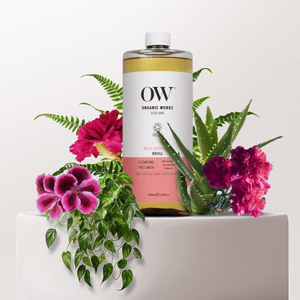 Organic Works Vitamin E Gentle Face Wash, Foaming Hydrating Face Cleanser for Dry & Sensitive Skin, Removes Impurities & Makeup, Balances PH, Soothes Inflammation,Hypoallergenic (1000 ml (Pack of 1))