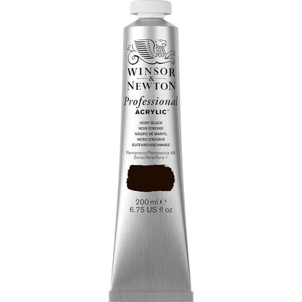 Winsor & Newton 2337331 200ml Professional Acrylic Colour Tube - Ivory Black