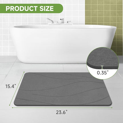 Alfombrilla de baño de piedra Liyarya, alfombrillas de baño de piedra para el baño, alfombrillas de baño antideslizantes absorbentes, alfombrilla de baño de tierra de diatomeas, secado rápido, 23.6 x 15.4